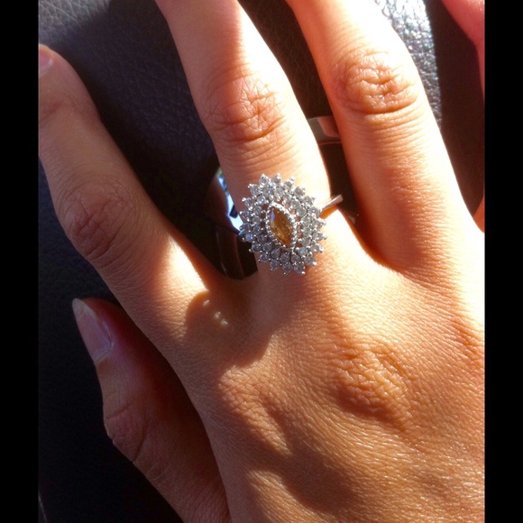 💐White sapphire & Citrine ring 925💐 - Picture 1 of 4